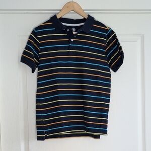J Khaki Navy Multicolored Striped Polo Shirt